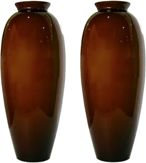 Brown Ceramic Vase Duplicate Views PNG Image