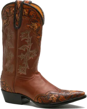 Brown Cowboy Boot Embroidery PNG Image