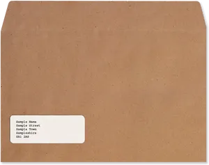 Brown Envelopewith Label PNG Image