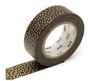 Brown Floral Washi Tape Roll PNG Image