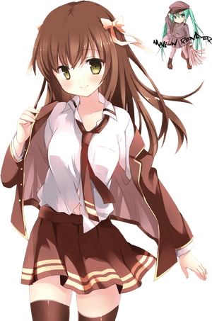 Anime Girl With Brown Hair Png Svg Free Library - Sexy Anime Girl Brown Hair, Transparent Png PNG
