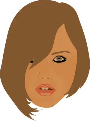 Brown Haired Female Vector Portrait PNG Image