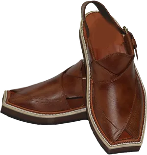 Brown Leather Chappals PNG Image