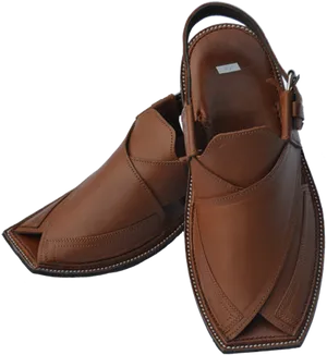 Brown Leather Chappals PNG Image