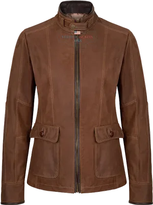 Brown Leather Jacket Standing PNG Image