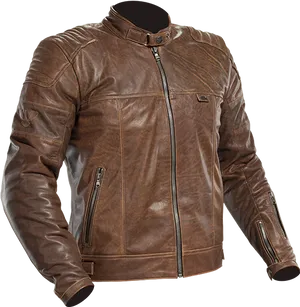 Brown Leather Motorcycle Jacket PNG Image
