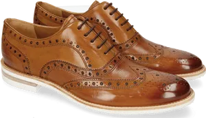 Brown Leather Oxford Brogue Shoes PNG Image