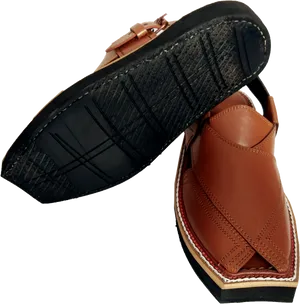 Brown Leather Sandal Isolated PNG Image