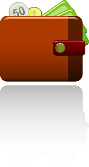 Brown Leather Walletwith Cashand Coins PNG Image