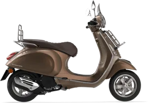 Brown Retro Scooter Profile View PNG Image