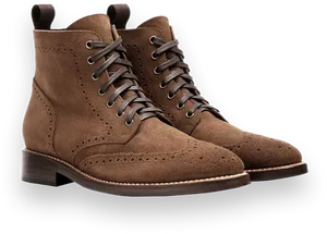 Brown Suede Wingtip Boots PNG Image