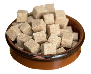 Brown Sugar Cubesin Ceramic Bowl PNG Image