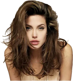 Brunette Beauty Portrait PNG Image