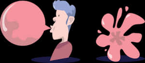 Bubble Gum Blowingand Bursting PNG image with transparent background