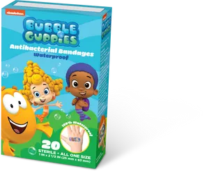 Bubble Guppies Antibacterial Bandages Packaging PNG Image