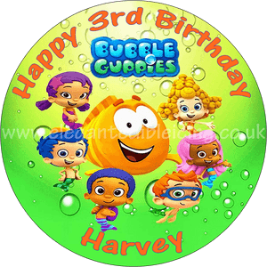 Bubble Guppies Green Personalised Edible Round Cake - Bubble Guppies, HD Png Download PNG image with transparent background
