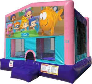 Bubble Guppies Themed Bounce House PNG Image