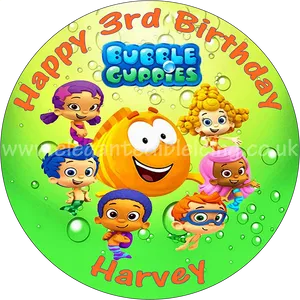 Bubble Guppies3rd Birthday Cake Topper Harvey PNG Image