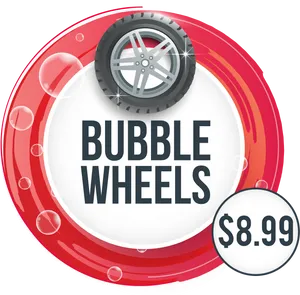 Bubble Wheels Car Wash Deal PNG Image