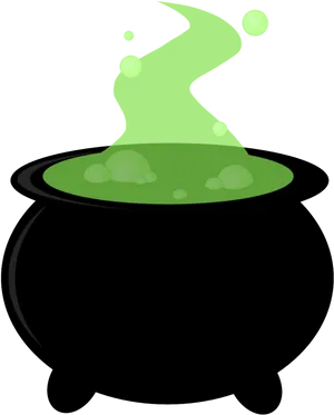 Bubbling Green Potion Cauldron PNG Image