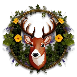 Buck In Floral Frame Png Aan70 PNG Image