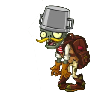 Buckethead_ Zombie_ Cartoon PNG Image