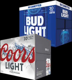 Bud Lightand Coors Light Beer Packs PNG