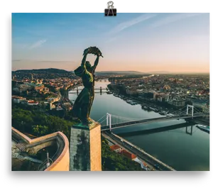 Budapest Liberty Statue Sunrise PNG Image