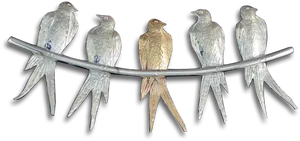 Budgieson Branch Sculpture PNG Image