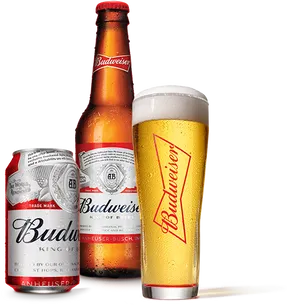 Budweiser Beer Bottle Can Glass PNG Image