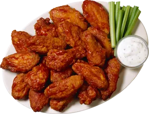 Buffalo Wings Plate With Dip PNG Image