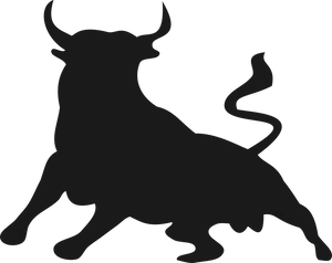 Bull Silhouette Charging PNG Image