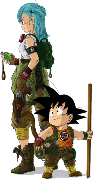 Bulmaand Goku Adventure Ready PNG Image