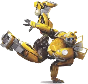 Bumblebee Transformers Robot Action Pose PNG Image