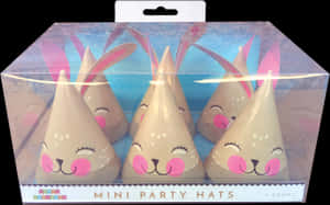 Bunny Design Mini Party Hats Packaging PNG image with transparent background
