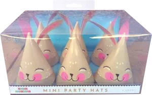 Bunny Design Mini Party Hats Packaging PNG Image