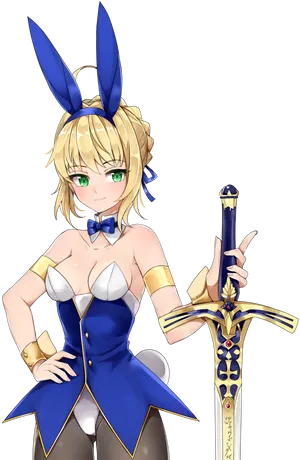 Bunny Eared Saberwith Sword PNG Image