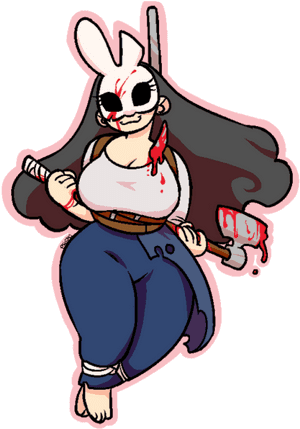 Bunny Masked Killer Cartoon Art PNG image with transparent background