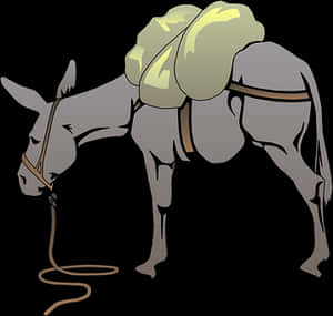 Burdened Donkey Illustration PNG image with transparent background