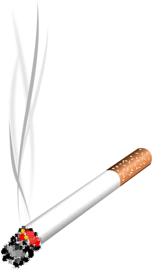 Burning Cigarette With Smoke PNG Image