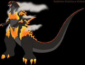 Burning Godzilla Illustration PNG image with transparent background