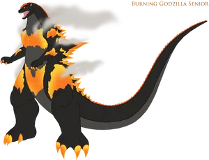 Burning Godzilla Illustration PNG Image