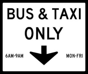 Busand Taxi Lane Signwith Arrow PNG image with transparent background