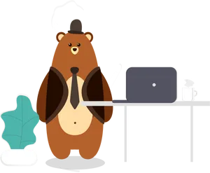 Business Bearat Desk Illustration PNG Image