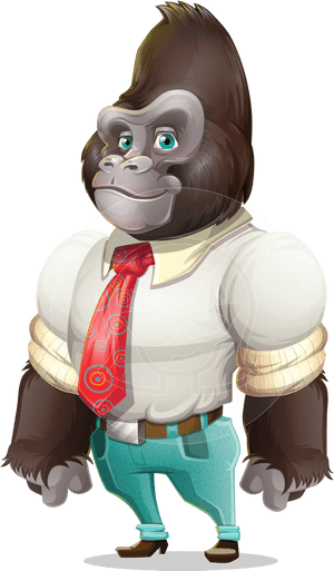 Business Gorilla Cartoon Vector Character - Cartoon Gorilla, HD Png Download PNG image with transparent background