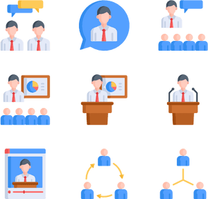 Business Meeting Icon Set PNG image with transparent background