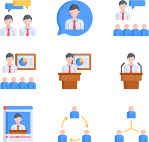 Business Meeting Icon Set PNG Image