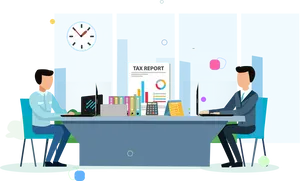 Business Professionals Working Office Desk PNG Image