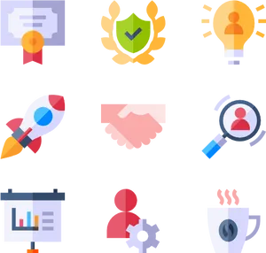 Business Strategy Icons Set PNG Image