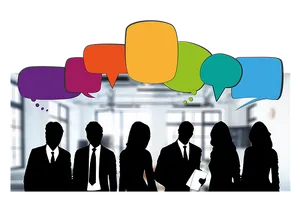 Business Team Discussion Silhouette PNG Image